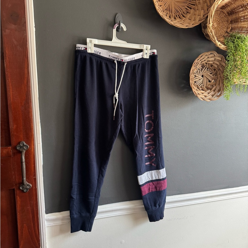 Tommy Hilfiger Navy Joggers with Red and White Accents